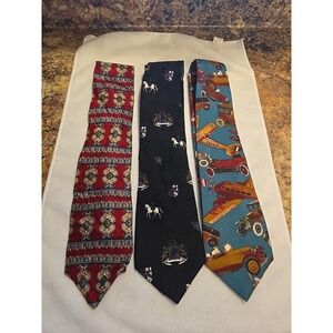 Mark Alexander  Silk Ties, Lot Of 3, Horse, Planes, Design